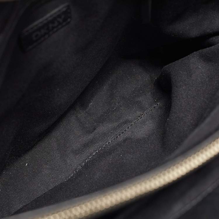 Pre Owned DKNY Black Monogram Canvas and Leather Tote