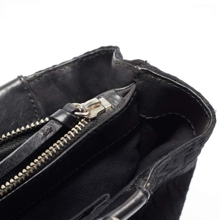 Pre Owned DKNY Black Monogram Canvas and Leather Tote
