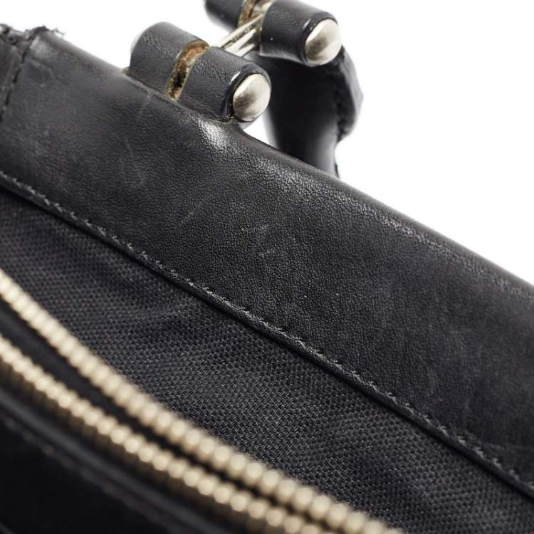 Pre Owned DKNY Black Monogram Canvas and Leather Tote