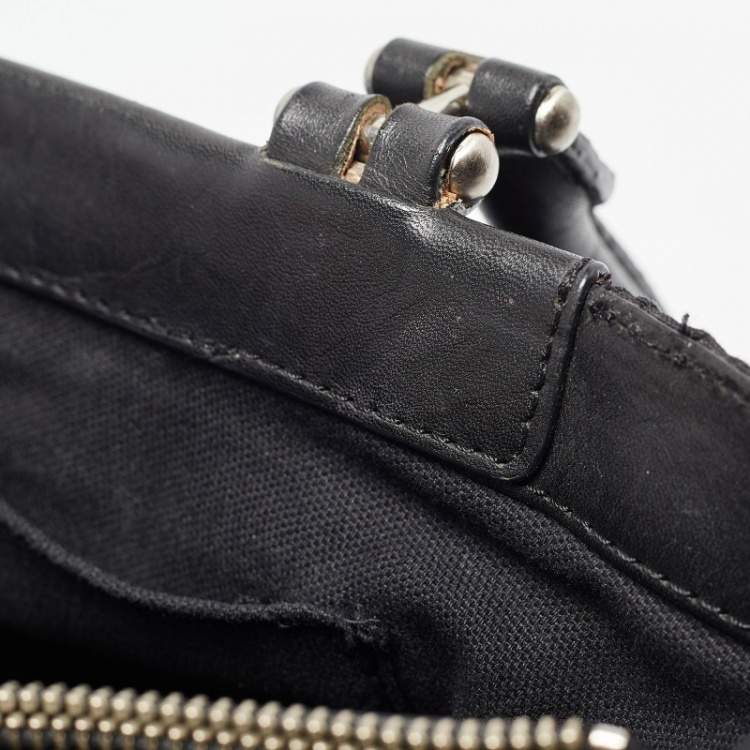 Pre Owned DKNY Black Monogram Canvas and Leather Tote