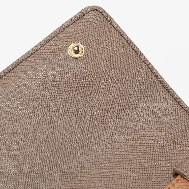 Pre Owned DKNY Brown Saffiano Leather Flap Wallet on Chain