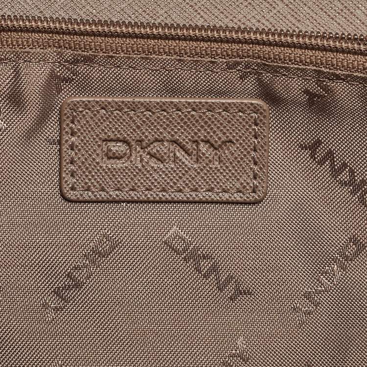 Pre Owned DKNY Brown Saffiano Leather Flap Wallet on Chain