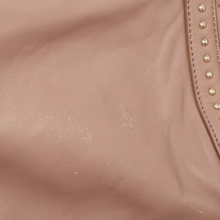 Pre Owned DKNY Old Rose Leather Studded Satchel