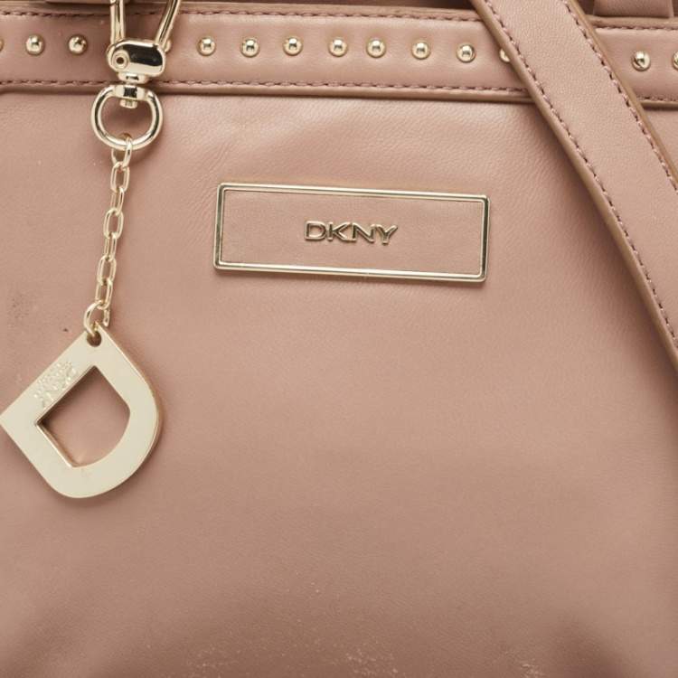 Pre Owned DKNY Old Rose Leather Studded Satchel