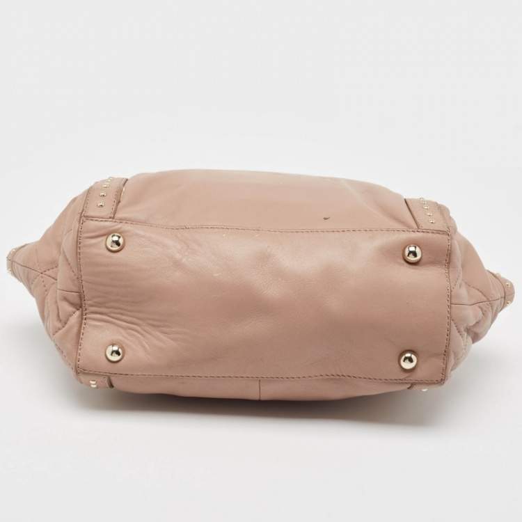 Pre Owned DKNY Old Rose Leather Studded Satchel