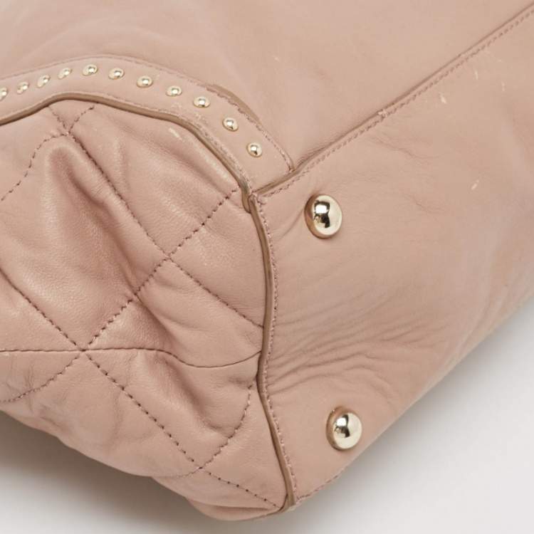 Pre Owned DKNY Old Rose Leather Studded Satchel