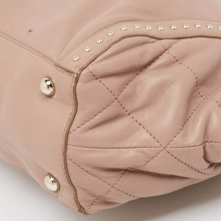 Pre Owned DKNY Old Rose Leather Studded Satchel