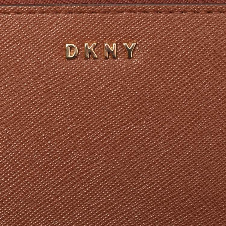 Pre Owned DKNY Brown Leather Wristlet Wallet