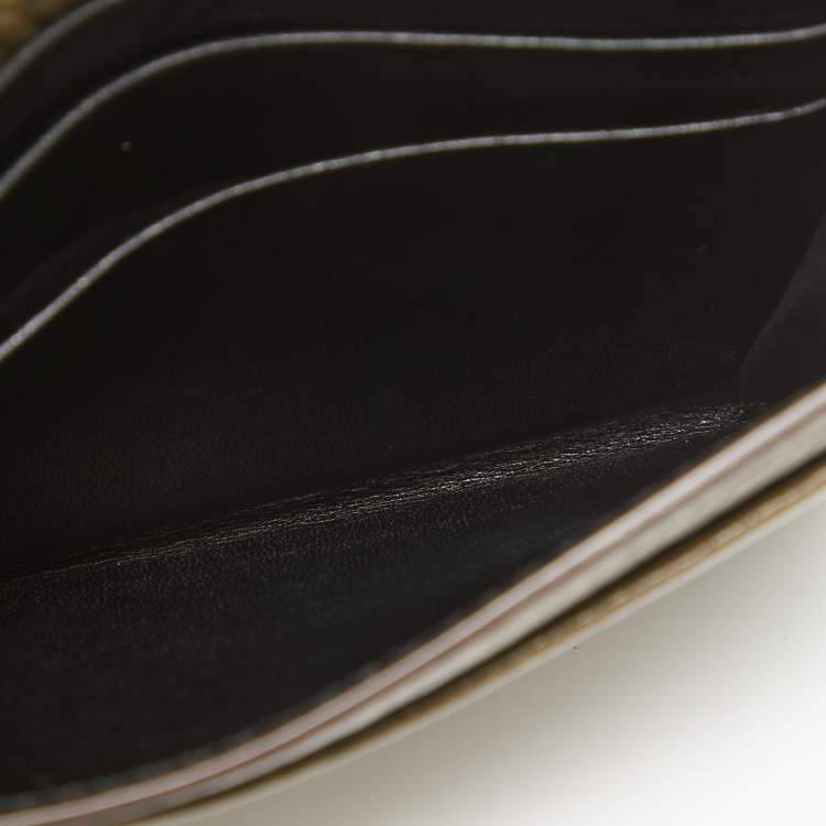 Pre Owned DKNY Olive Green Leather Flap Compact Wallet