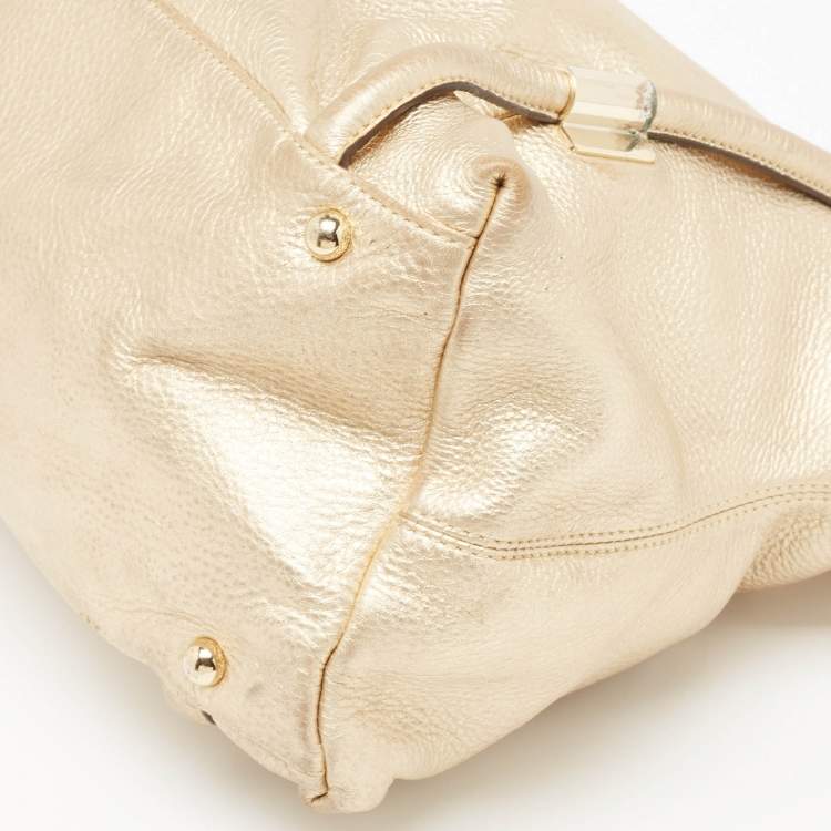 Pre Owned DKNY Gold Leather Metal Detail Tote