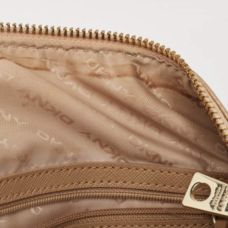Pre Owned DKNY Gold Leather Metal Detail Tote