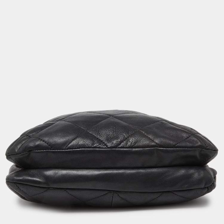 Pre Owned DKNY Black Quilted Leather Zip Shoulder Bag