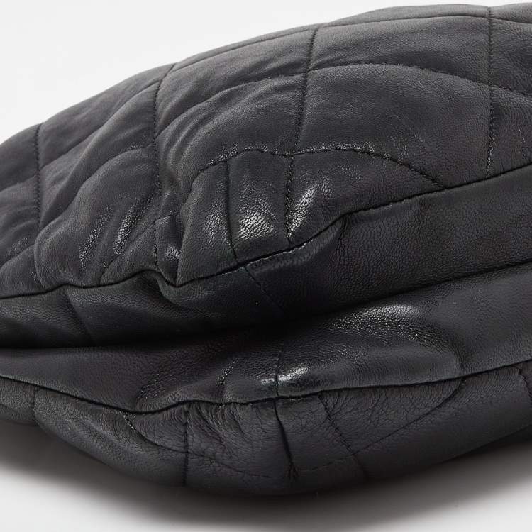 Pre Owned DKNY Black Quilted Leather Zip Shoulder Bag