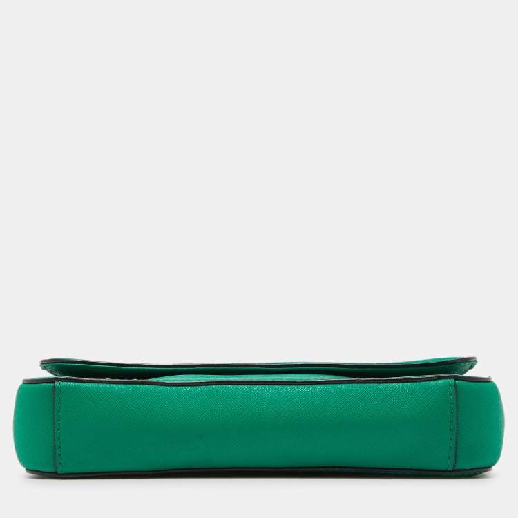 Pre Owned DKNY Green Leather Bryant Flap Crossbody Bag