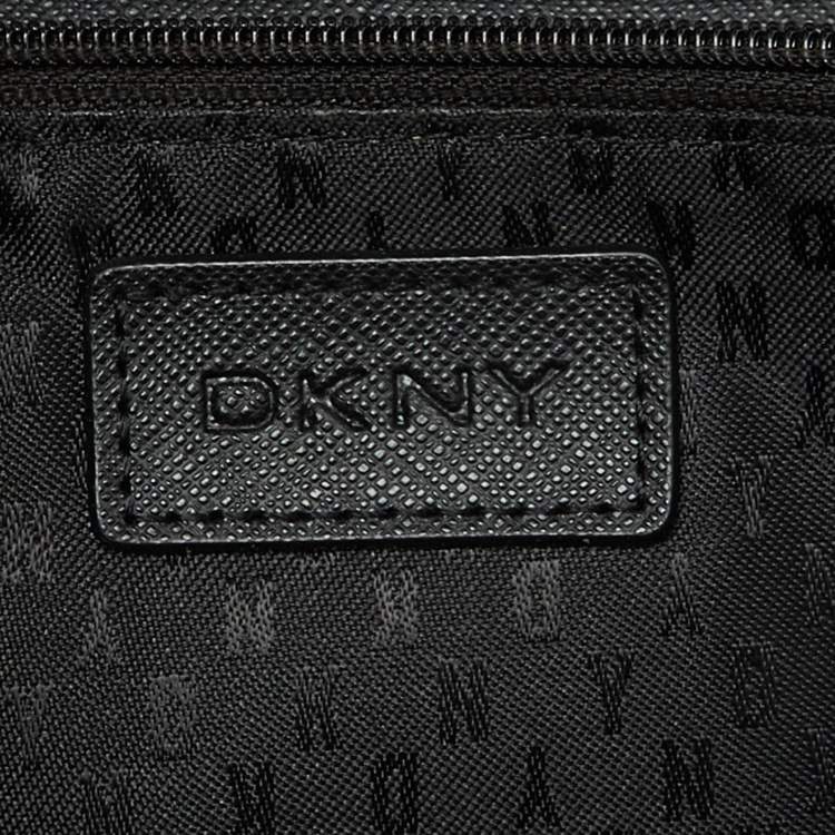 Pre Owned DKNY Black Saffiano Leather Flap Wallet on Chain