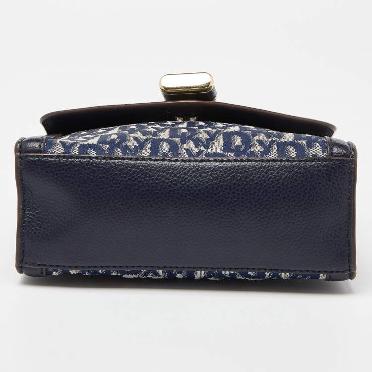 Pre Owned DKNY Blue Signature Canvas and Leather Top Handle Bag