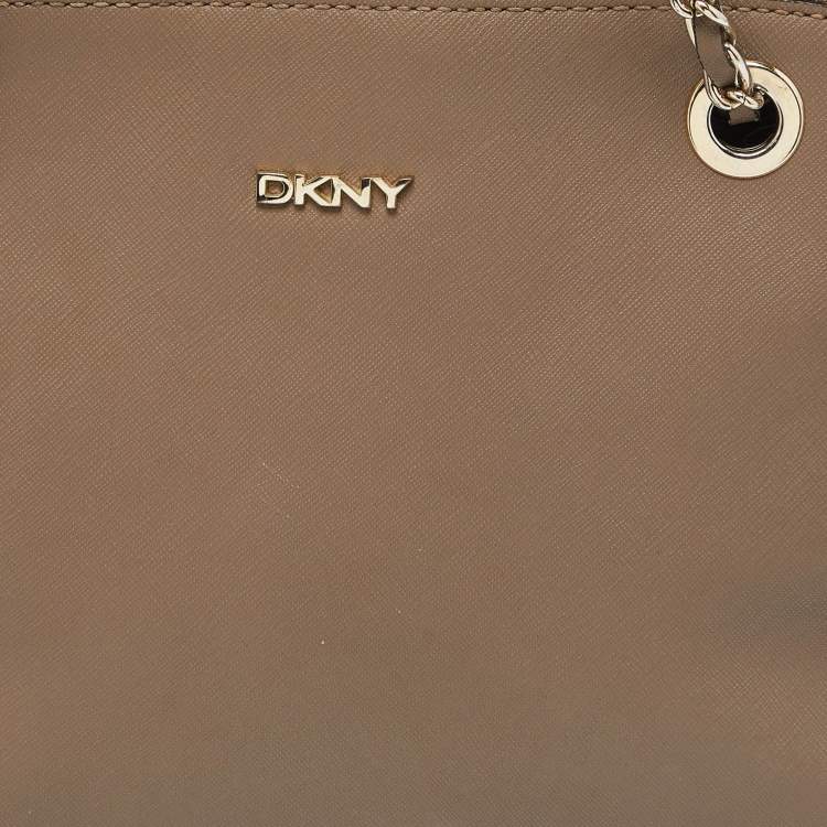 Pre Owned DKNY Beige Leather Bryant Dome Crossbody Bag