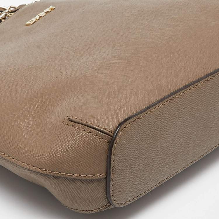 Pre Owned DKNY Beige Leather Bryant Dome Crossbody Bag