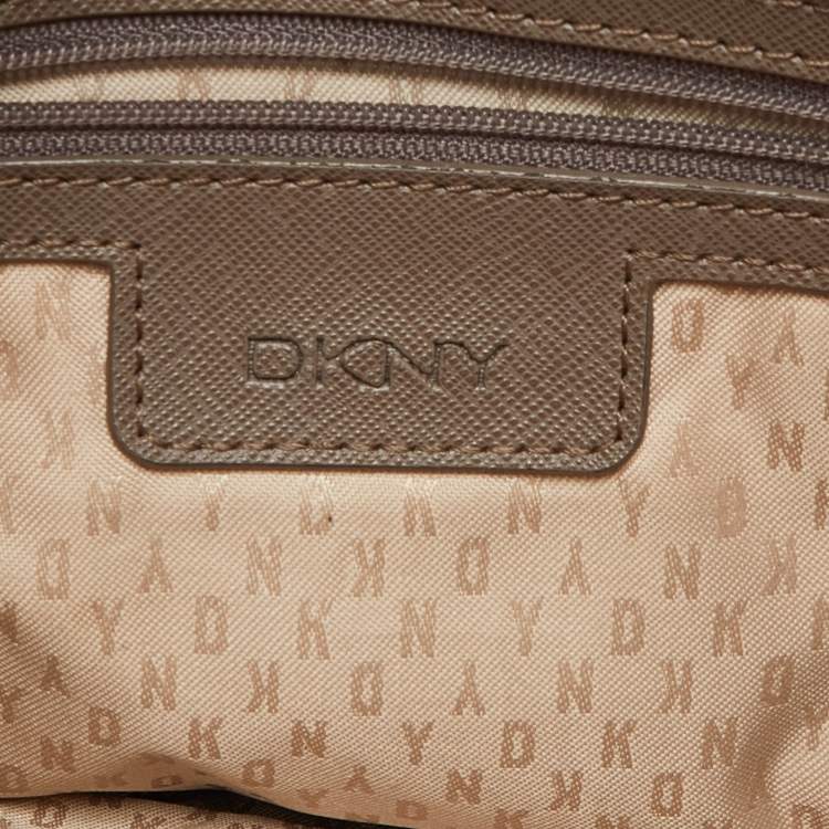 Pre Owned DKNY Beige Leather Bryant Dome Crossbody Bag