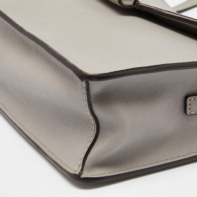 Pre Owned DKNY Grey Leather Flap Crossbody Bag