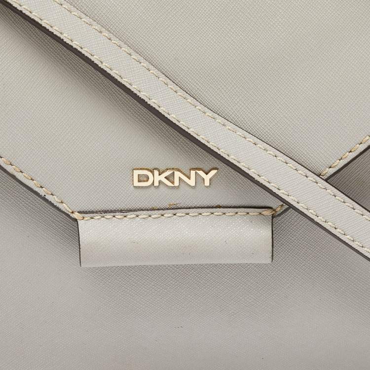 Pre Owned DKNY Grey Leather Flap Crossbody Bag