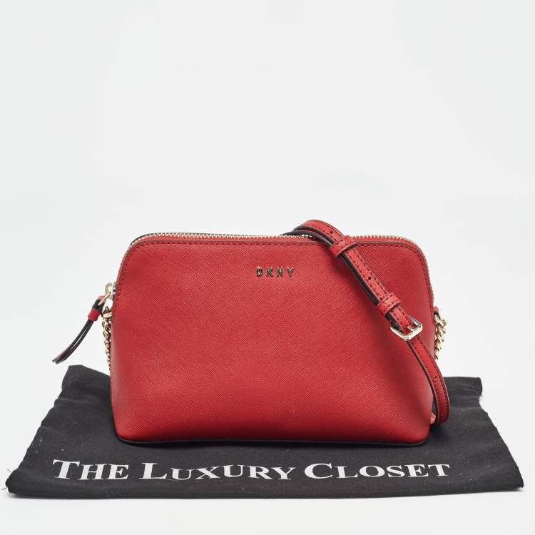 مملوكة مسبقًا DKNY Red Leather Bryant Dome Crossbody Bag