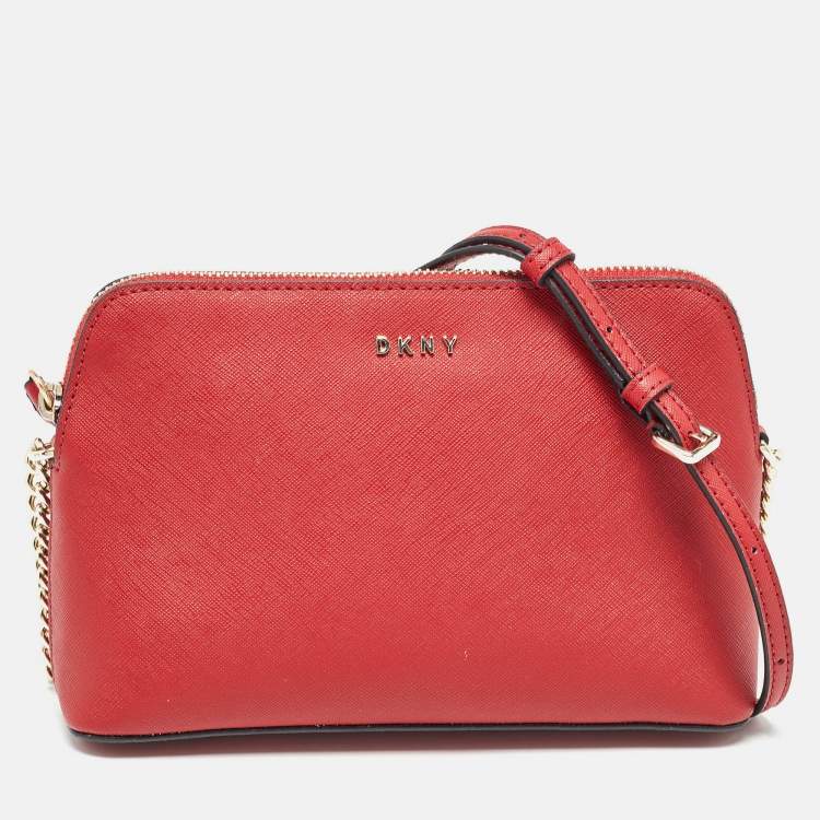 مملوكة مسبقًا DKNY Red Leather Bryant Dome Crossbody Bag