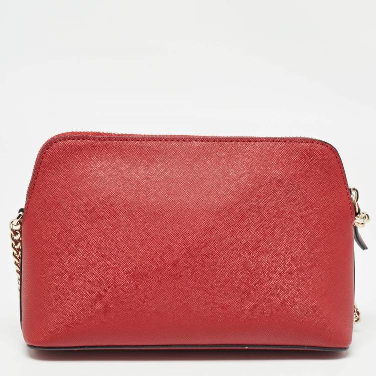 مملوكة مسبقًا DKNY Red Leather Bryant Dome Crossbody Bag