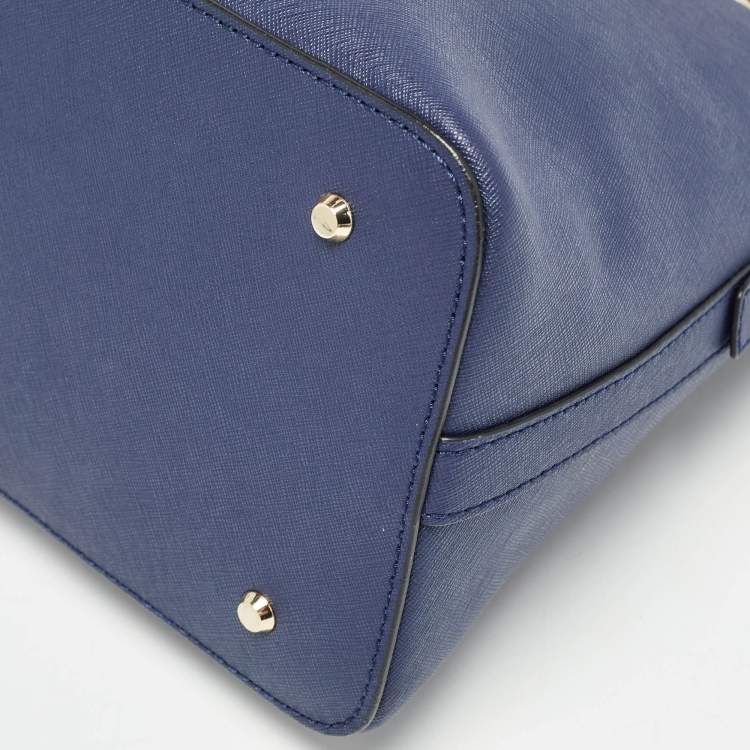 Pre Owned DKNY Dark Blue/Black Leather Dome Satchel