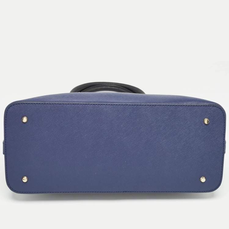 Pre Owned DKNY Dark Blue/Black Leather Dome Satchel