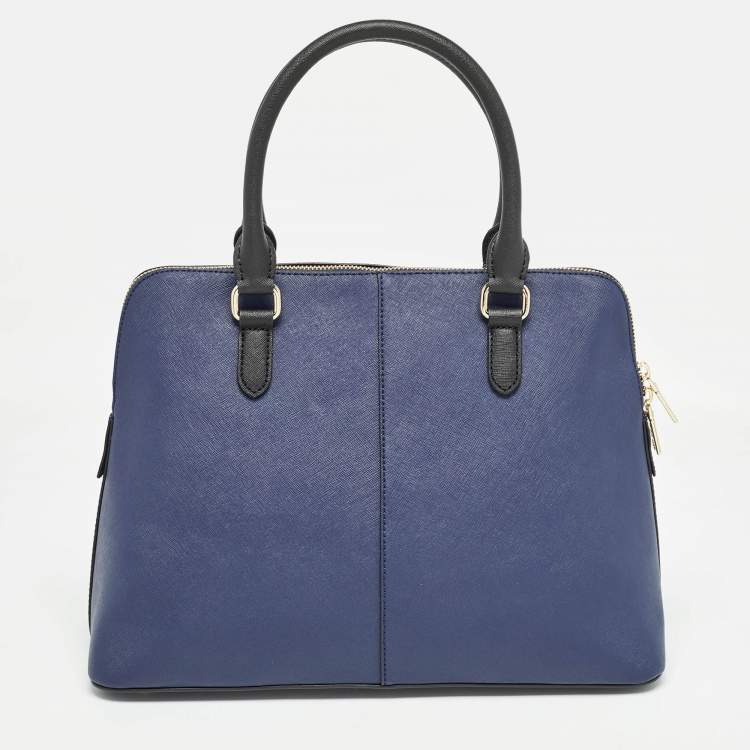 Pre Owned DKNY Dark Blue/Black Leather Dome Satchel