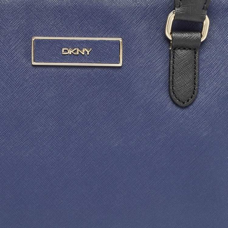 Pre Owned DKNY Dark Blue/Black Leather Dome Satchel
