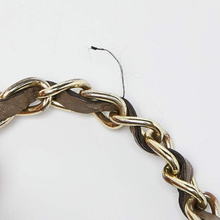 Pre Owned DKNY Beige Leather Chain Shoulder Bag