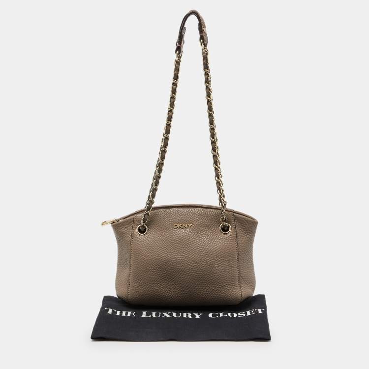 Pre Owned DKNY Beige Leather Chain Shoulder Bag