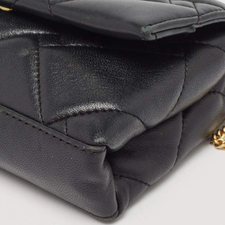 Pre Owned Dkny Black Quilted Leather Willow Chain Clutch