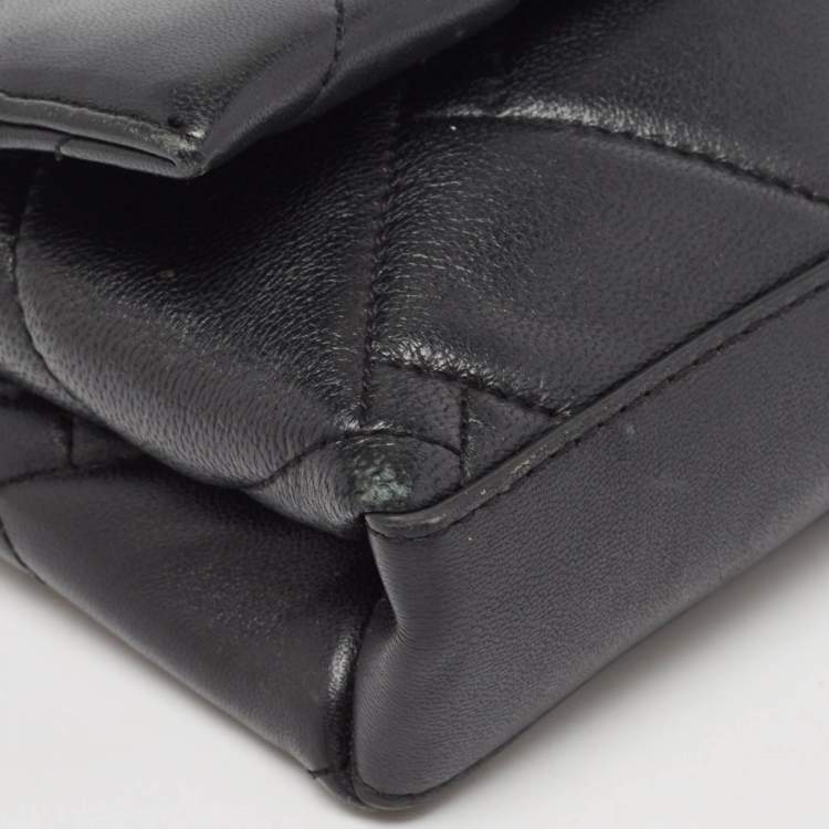 Pre Owned Dkny Black Quilted Leather Willow Chain Clutch