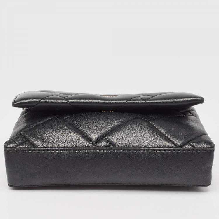 Pre Owned Dkny Black Quilted Leather Willow Chain Clutch