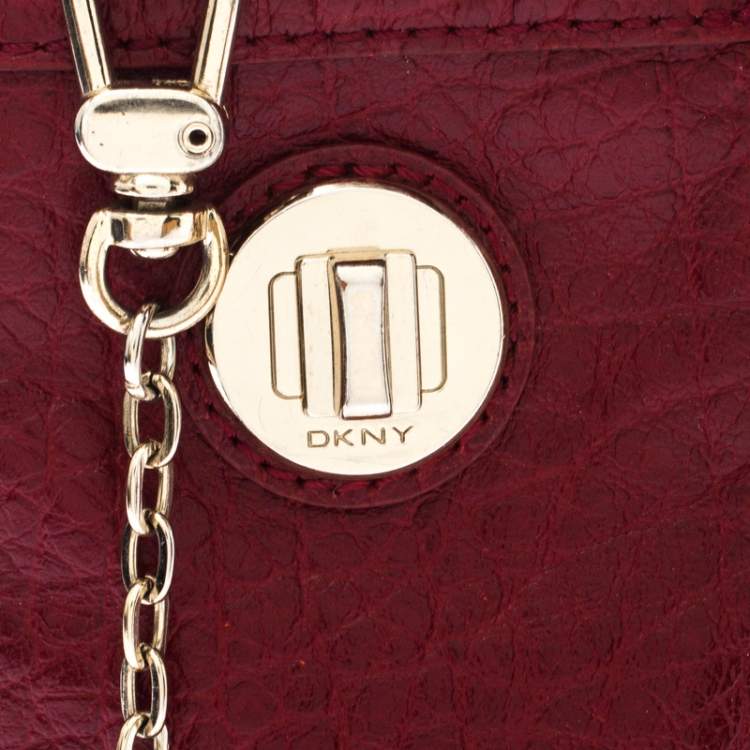 Pre Owned Dkny Red Leather Chain iPhone Case