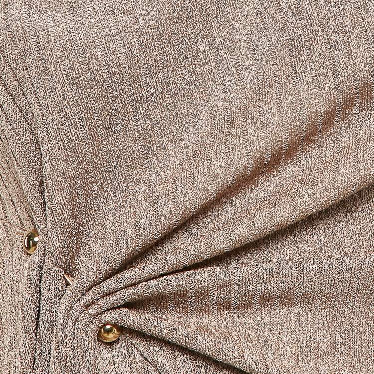 Pre Owned Dodo Bar Or Beige Rib Knit Asymmetric Midi Dress M