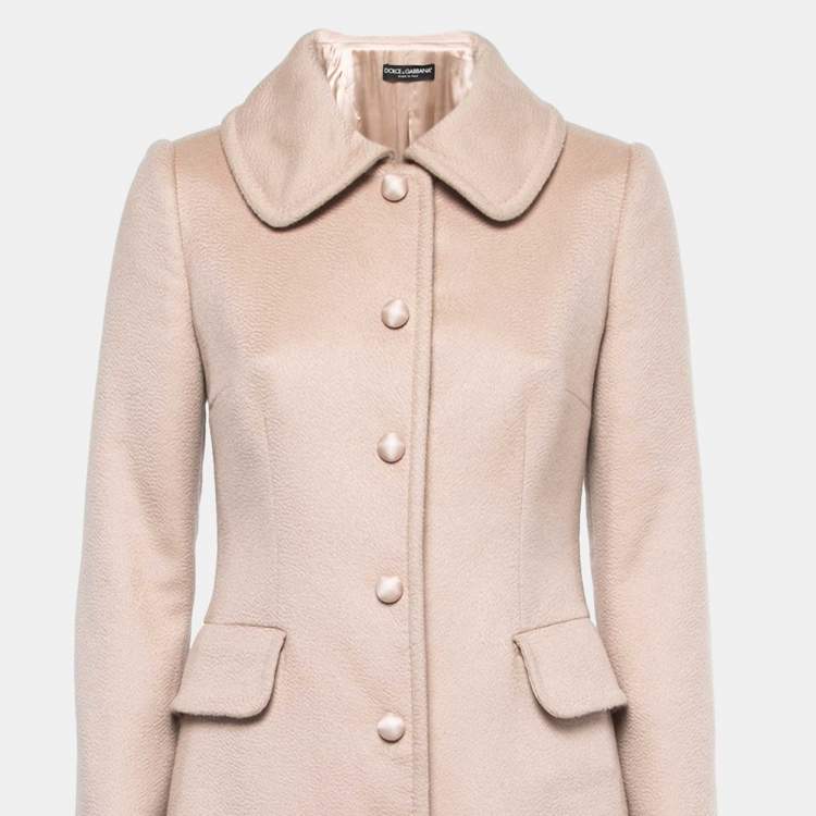 Pre Owned Dolce & Gabbana Beige Cashmere Single Breasted Mid Length Coat S