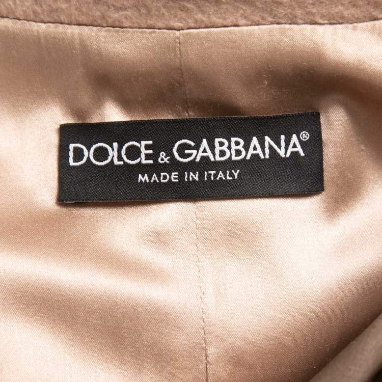 Pre Owned Dolce & Gabbana Beige Cashmere Single Breasted Mid Length Coat S