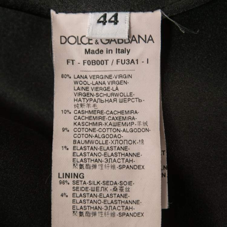 Pre Owned Dolce & Gabbana Black Wool Blend Single Breasted Mid Length Coat M