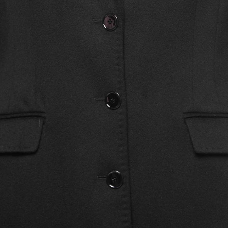 Pre Owned Dolce & Gabbana Black Wool Blend Single Breasted Mid Length Coat M