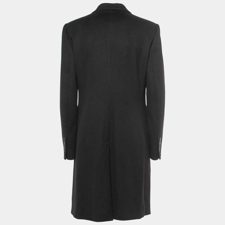 Pre Owned Dolce & Gabbana Black Wool Blend Single Breasted Mid Length Coat M