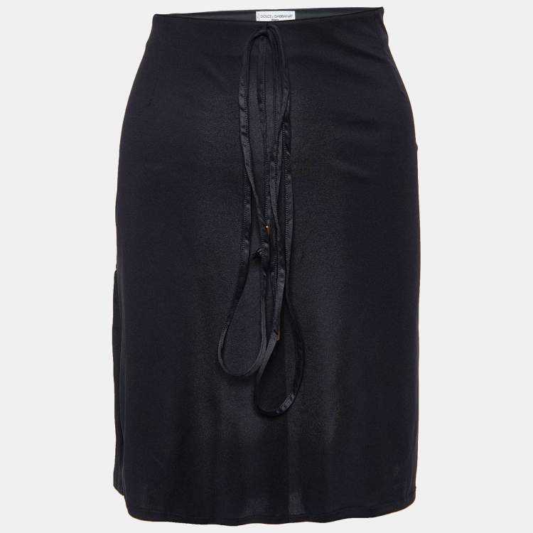 Dolce Gabbana Mare Black Jersey Tie Detail Skirt XL Dolce Gabbana Mare TLC