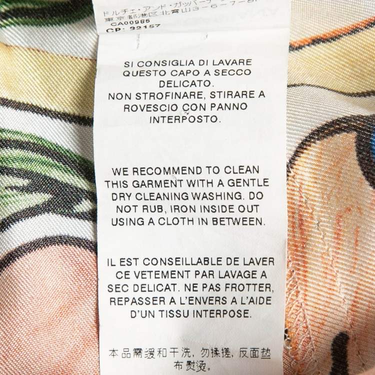 Pre Owned Dolce & Gabbana Multicolor Printed Silk Pants L