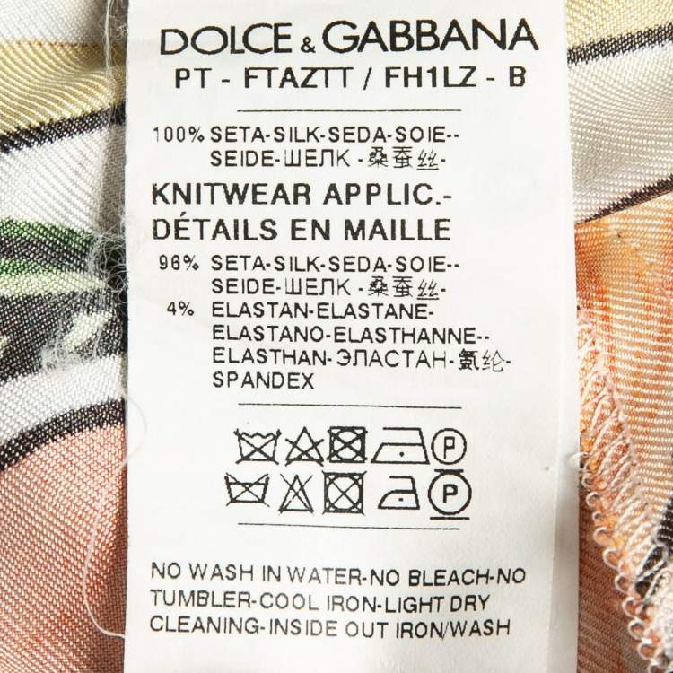 Pre Owned Dolce & Gabbana Multicolor Printed Silk Pants L