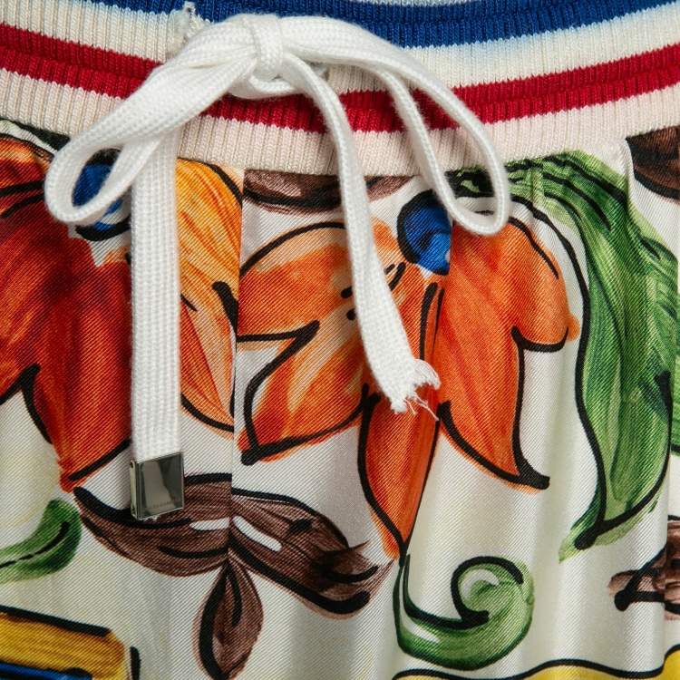 Pre Owned Dolce & Gabbana Multicolor Printed Silk Pants L