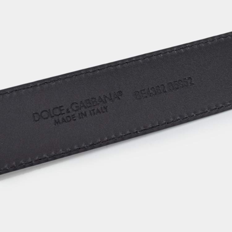 Pre Owned Dolce & Gabbana Black/Beige Leopard Print Coated Canvas DG Logo Belt 