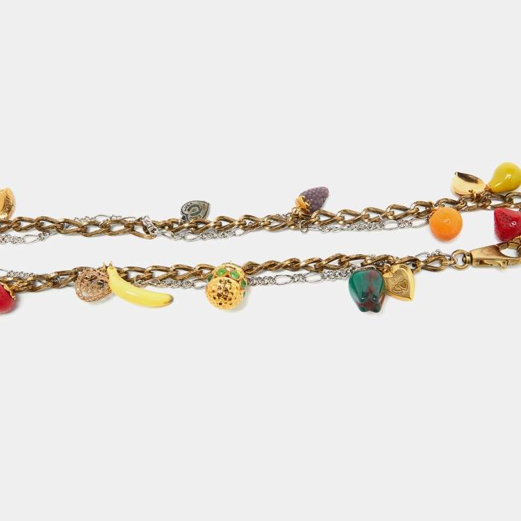 Pre Owned Dolce & Gabbana Two Tone Heritage Charms Chain Belt 